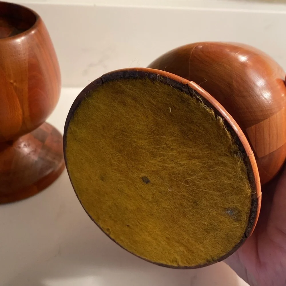 Vintage Wooden Candleholders Set of 2